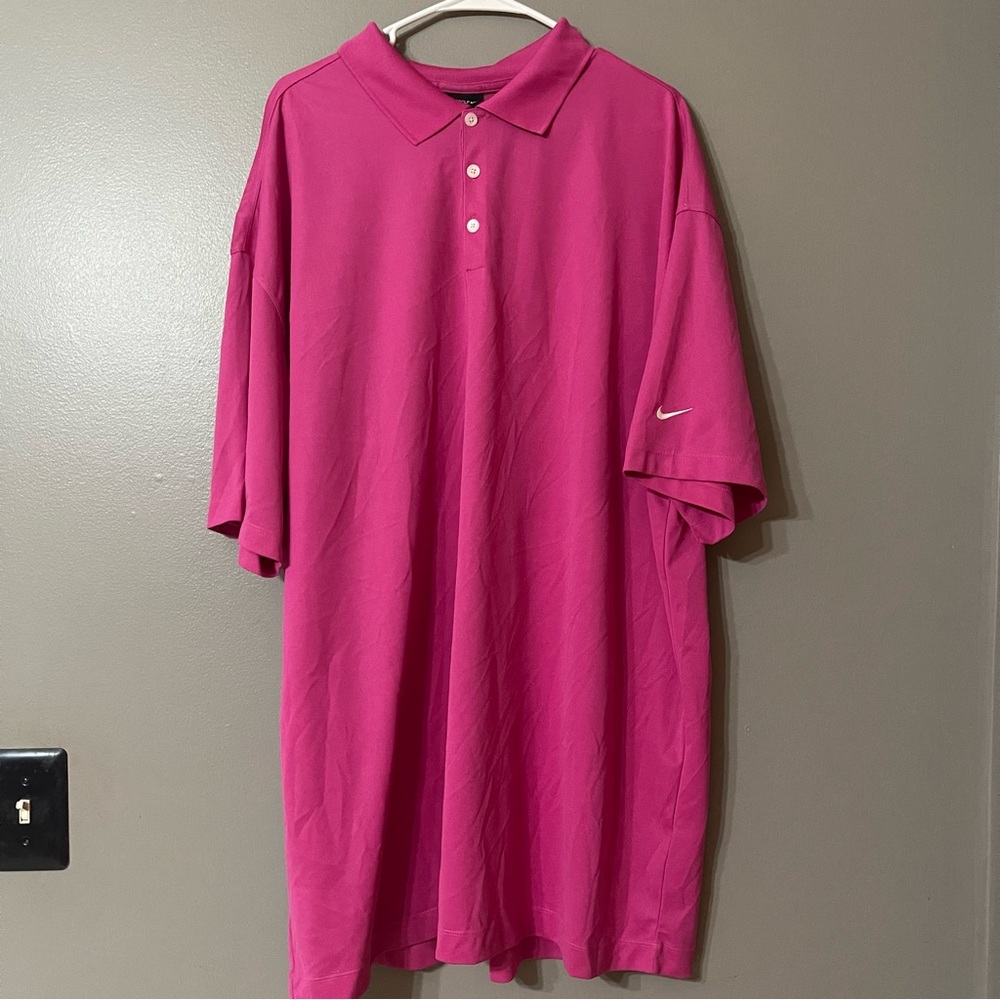Mens Nike Golf Short Sleeve Collared Tshirt Dri-fit pink